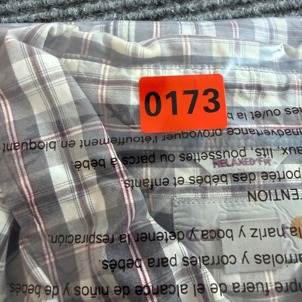Carhartt Mens Relaxed Fit Plaid Short‎ Sleeve Button Down Shirt Grey Red 2XL - Picture 8 of 9